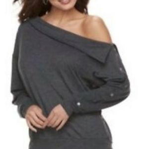 Women's off shoulder Embellished Gray Sweater